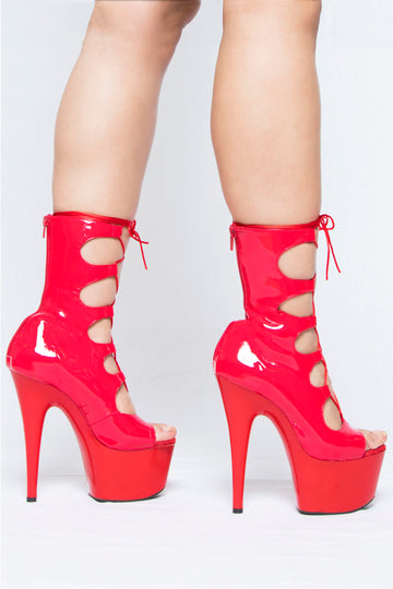 Red Hot girl ankle heels - The Beauty Cave Boutique